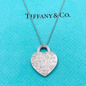 Authentic Tiffany & Co Silver 727 Fifth Ave Address Heart Tag Pendant Necklace